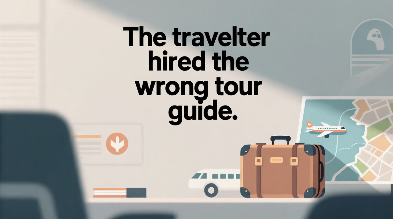 The traveler hired the wrong tour guide